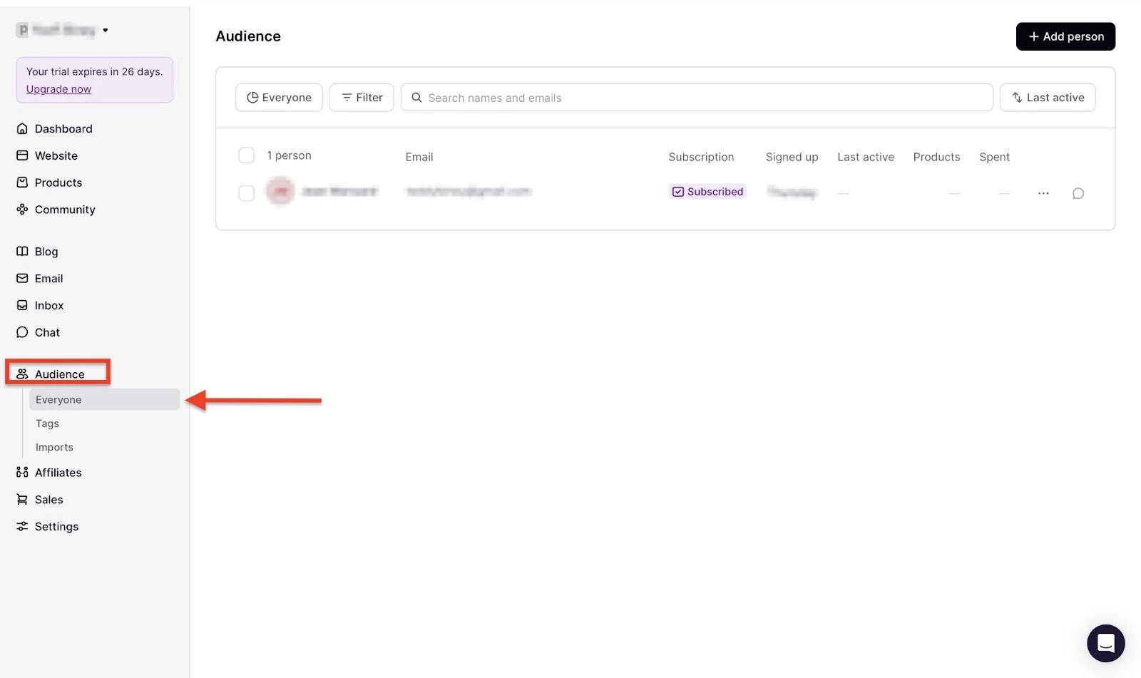 Audience section showing the Everyone tab