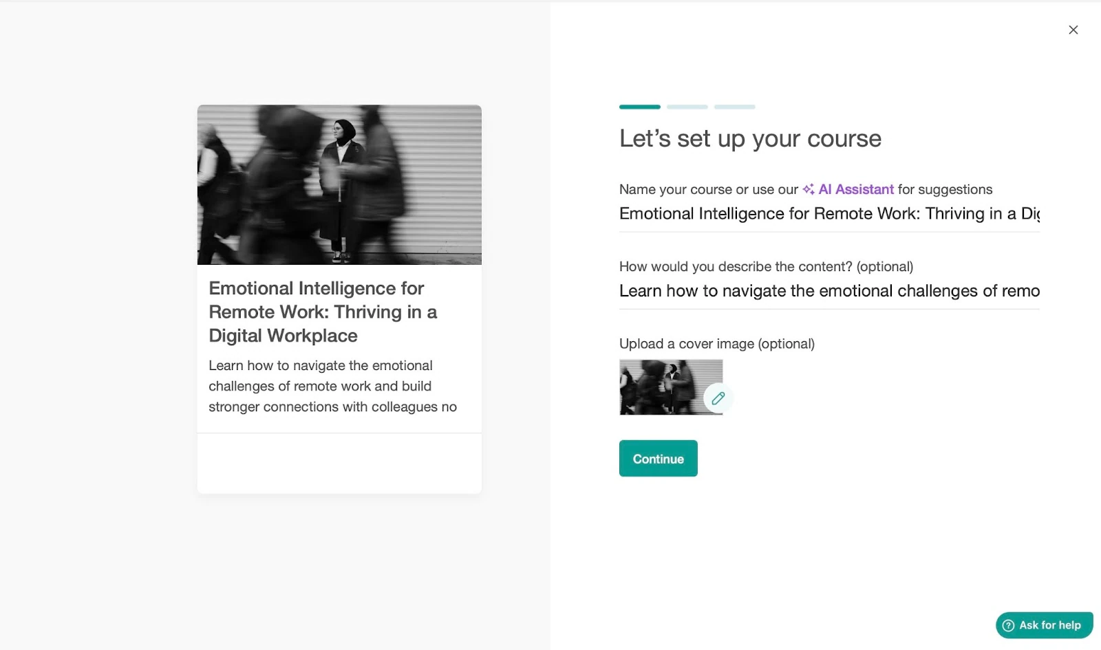Setting up a new online course