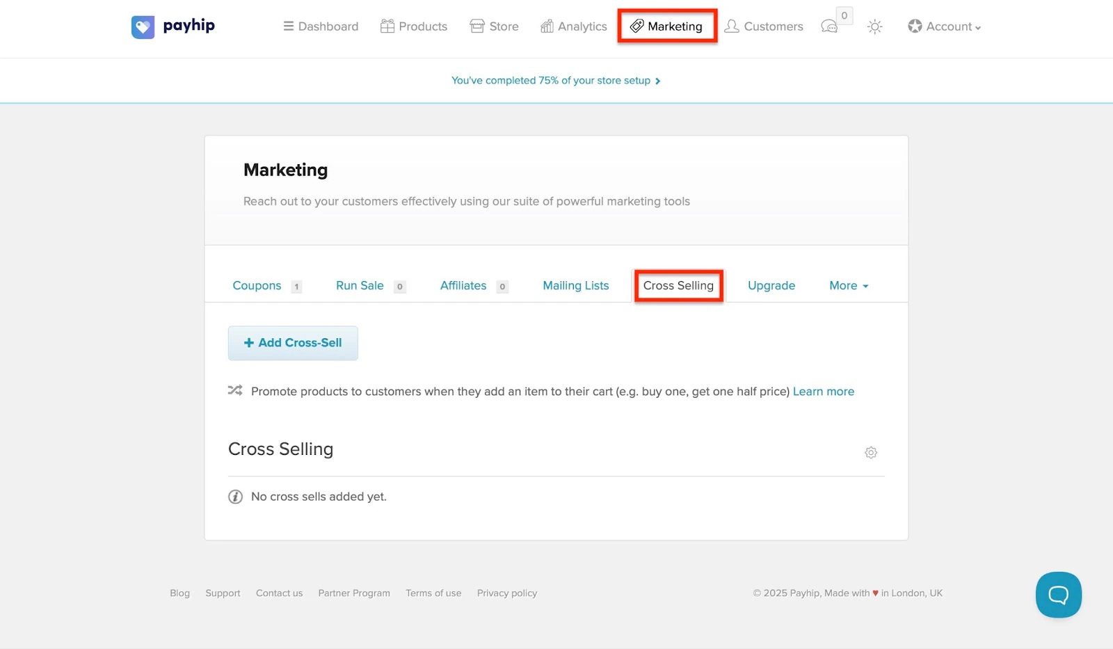 Payhip's cross-selling marketing feature