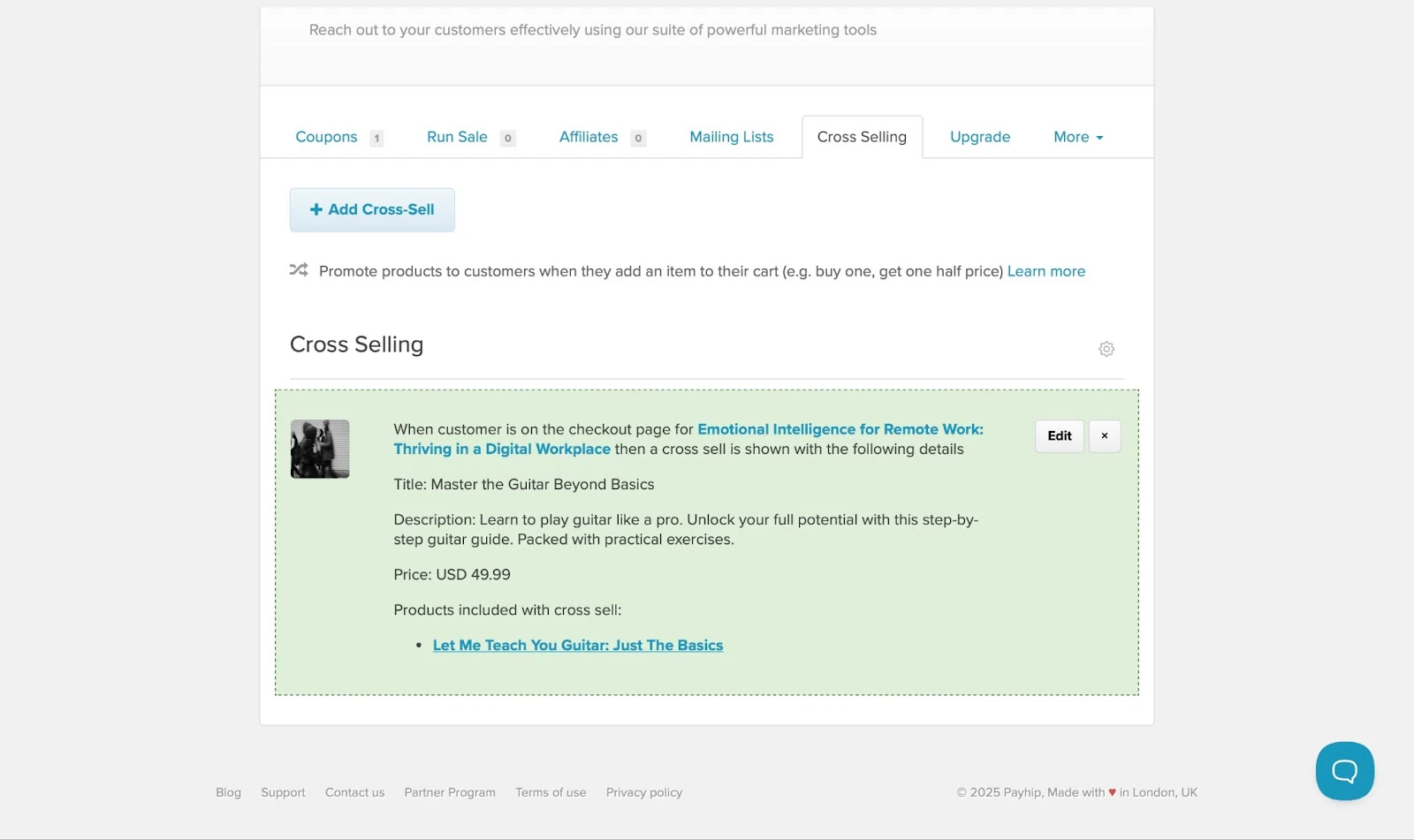 User's Payhip cross-selling item