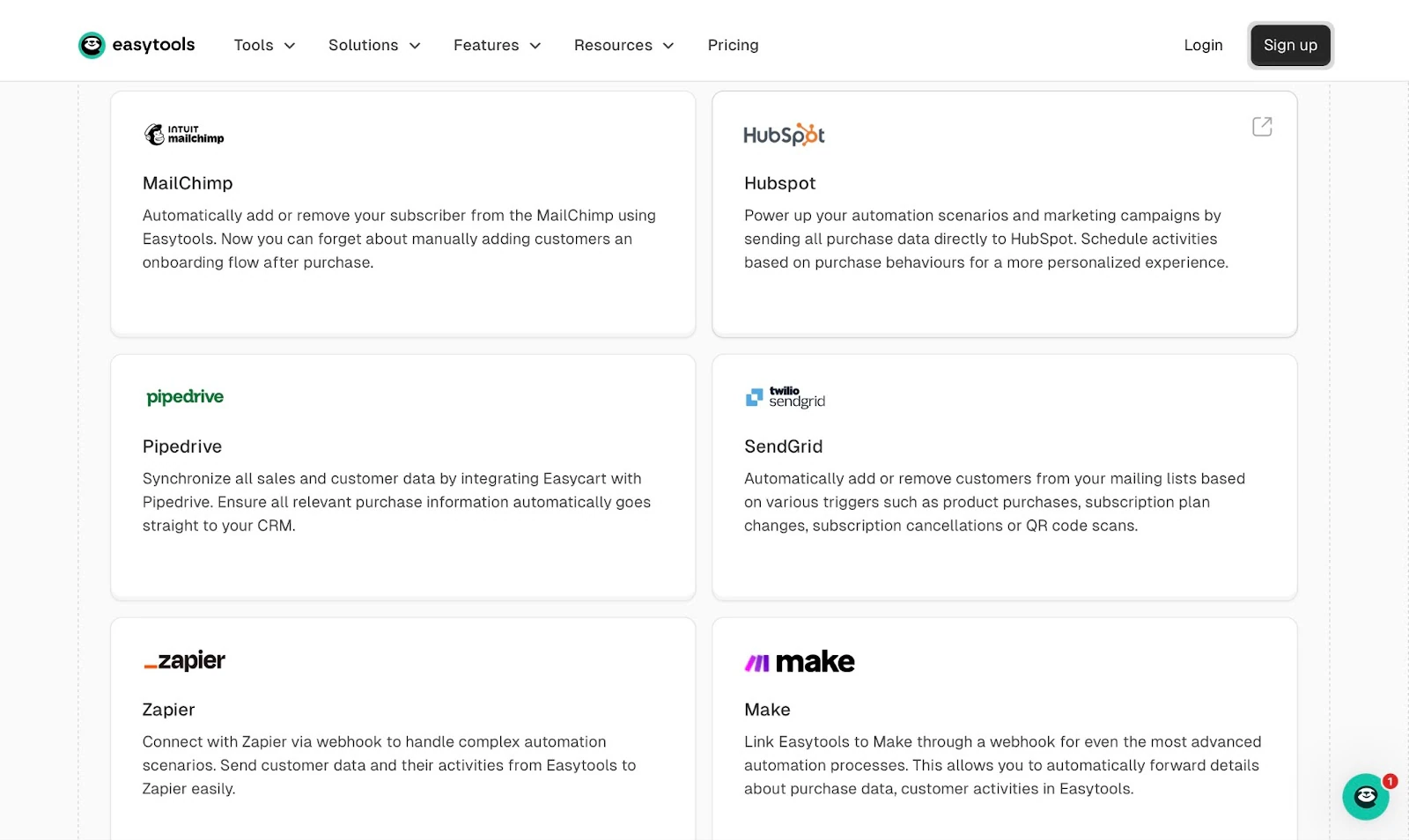 Marketing integrations with MailChimp HupSpot Pipedrive.j
