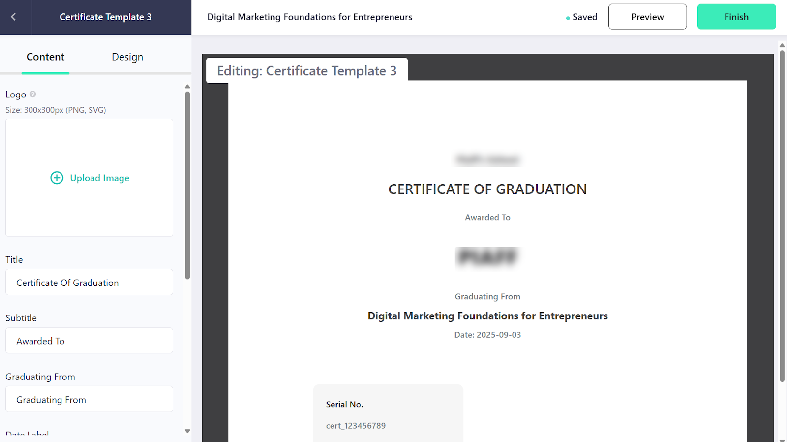 Assistant de préparation de certificat dans Teachable