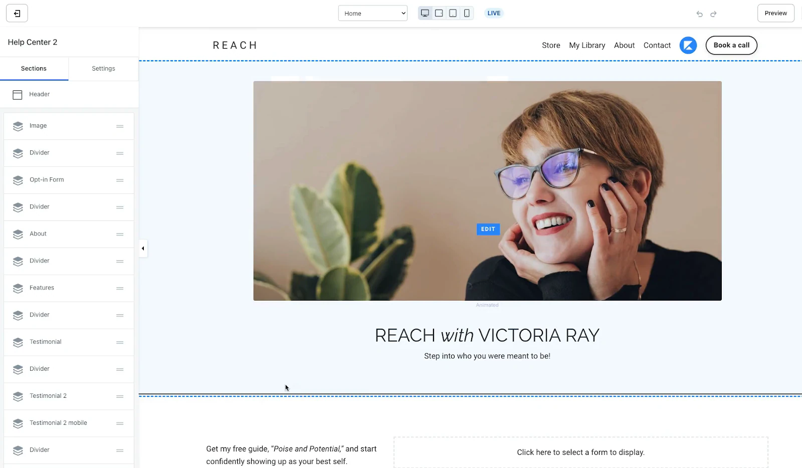 Outil de création de site de Kajabi
