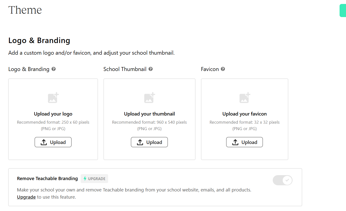 Configuration du thème, de l'identité visuelle et du logo dans Teachable