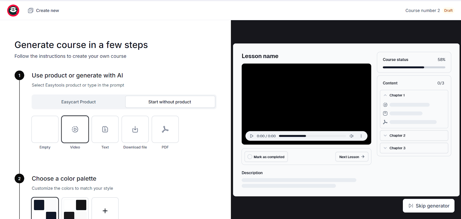 Configurateur de création de formation avec l'IA