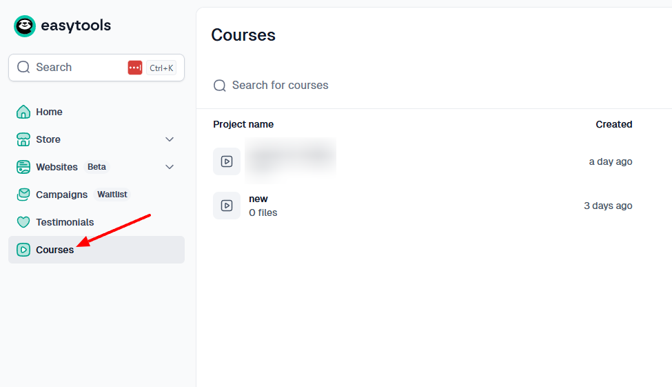 Easytools: formations en ligne avec "Courses"