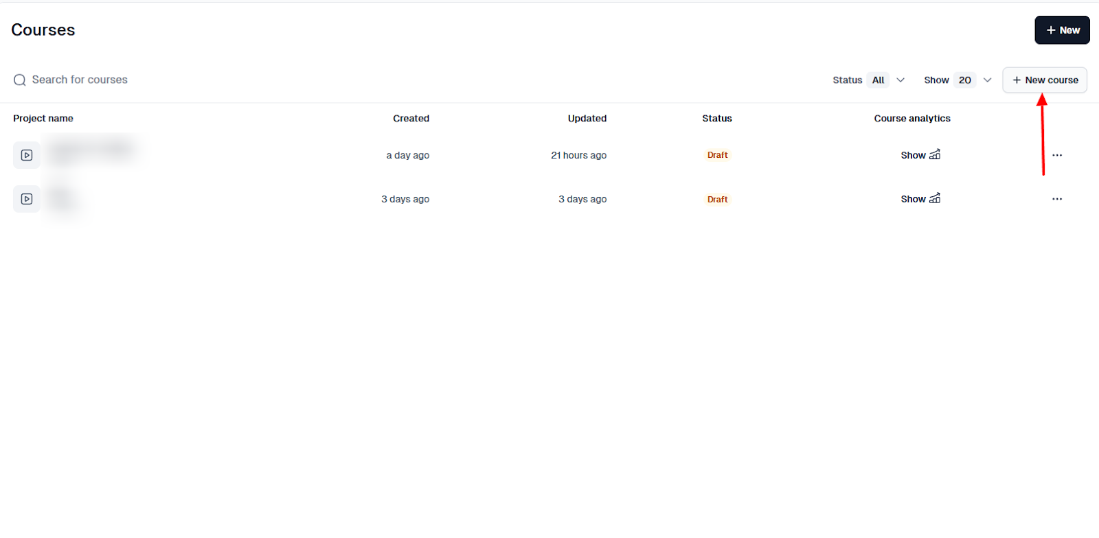 Easytools: formations en ligne avec "New course"