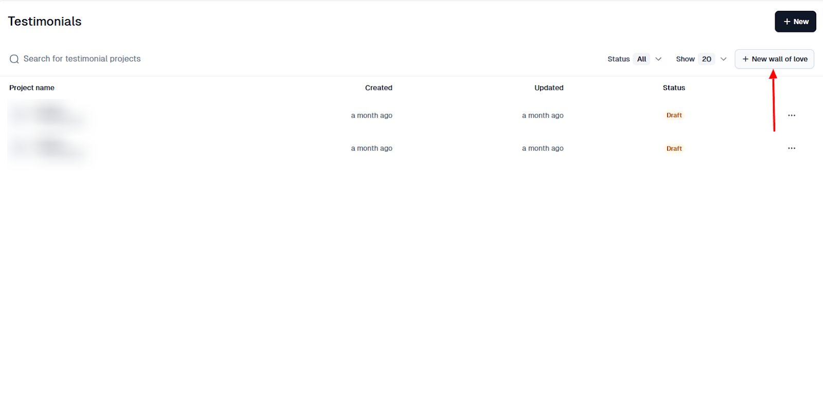 Easytools: témoignages clients avec "New wall of love" vue 2