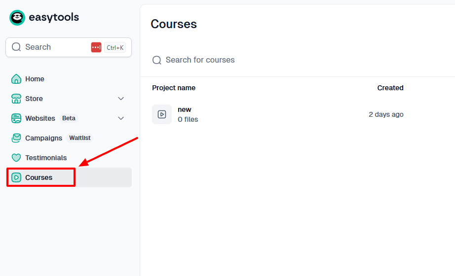 Onglet des formations en ligne dans Easytools