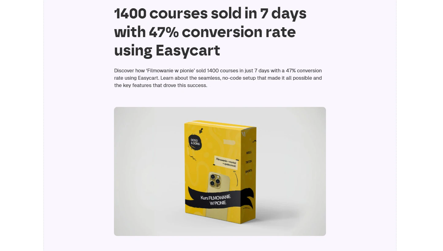 1400 formations vendues avec Easycart.