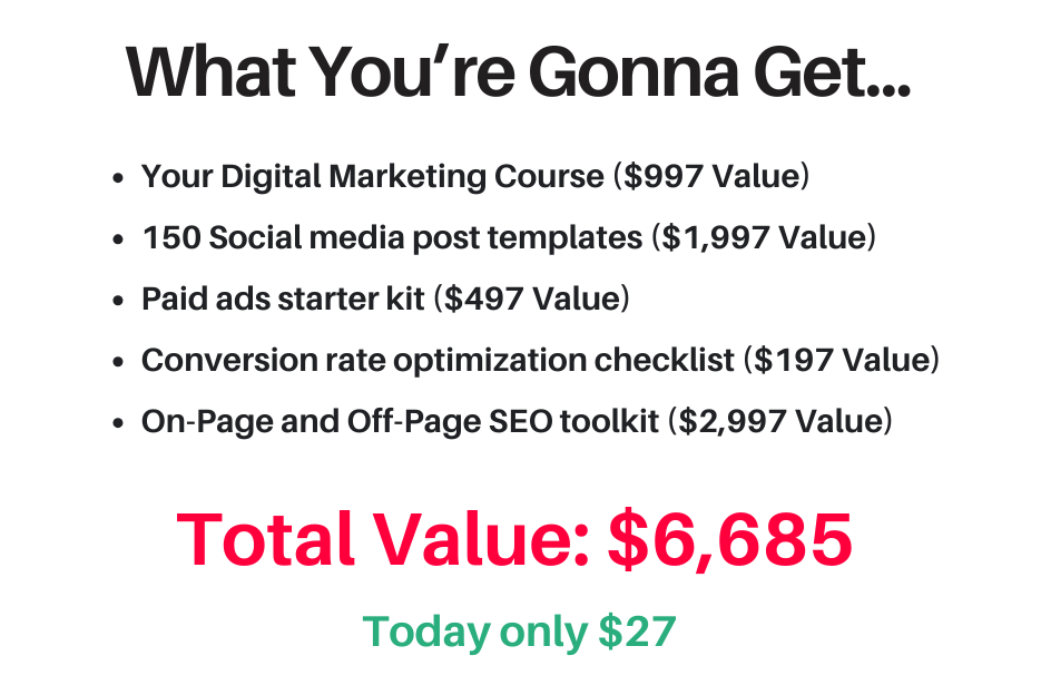 Marketing course offer.
