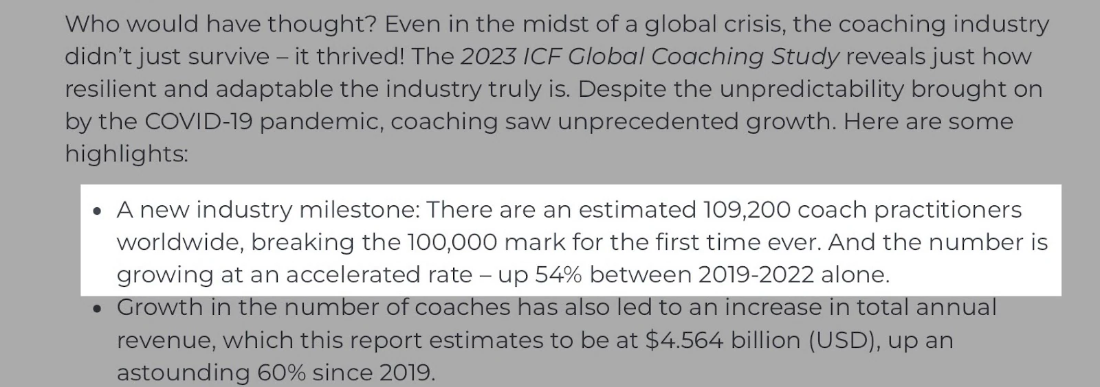 Statistique montrant le cap franchi par les coachs dans le monde