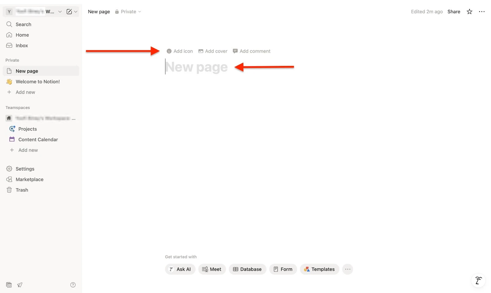 Page Notion vierge prête à être personnalisée