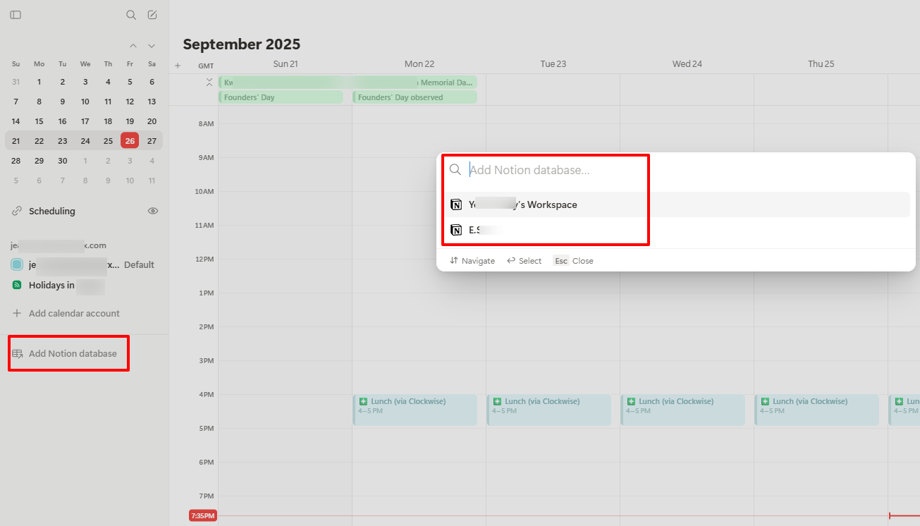 Notion: capture d'écran de Notion Calendar