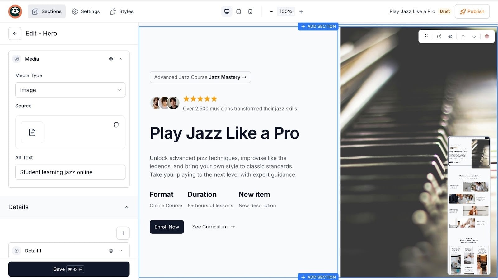Easytools landing page builder