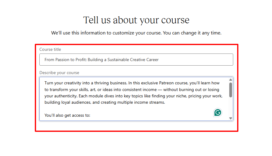 Course created passion to profit