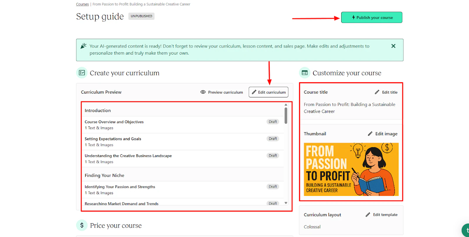 Teachable course setup guide and curriculum