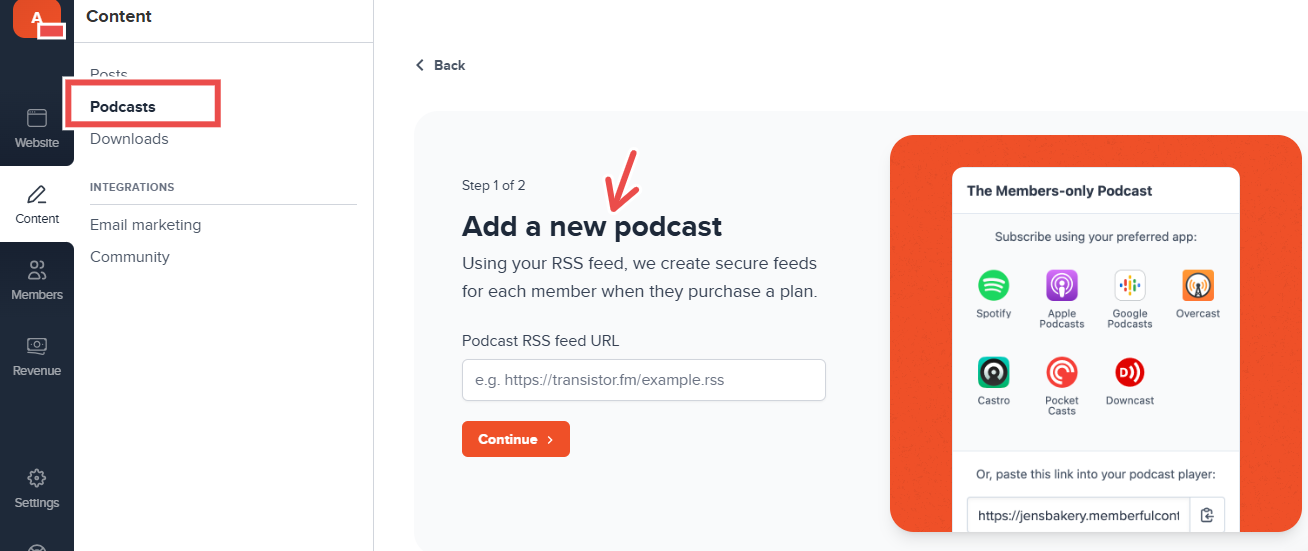 Memberful: content screenshot — membership