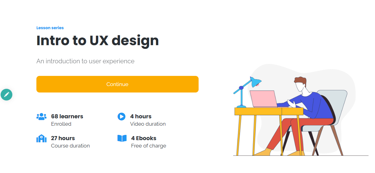 Course overview page showing intro to UX design details