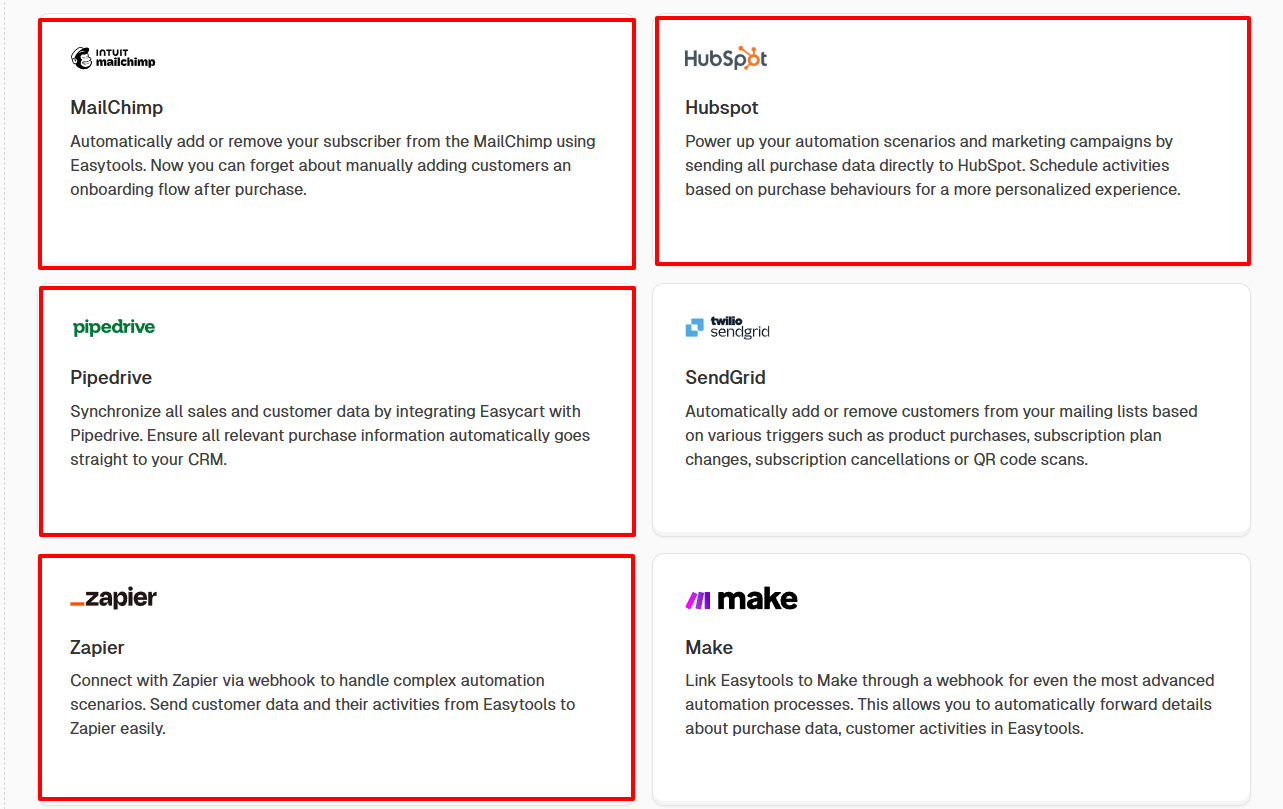 Integration options for Mailchimp HubSpot