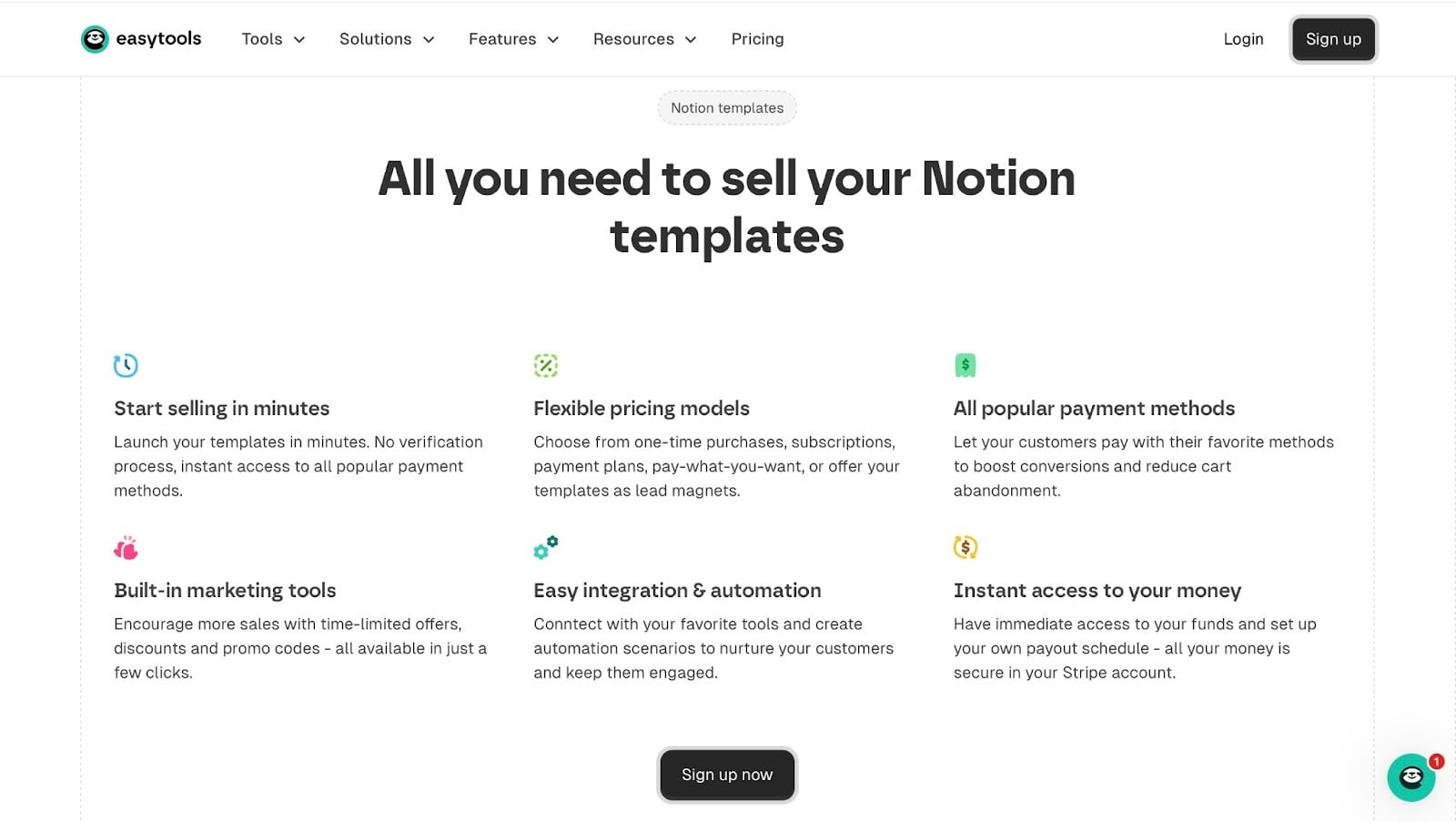 Vendez vos templates notion sur Easytools