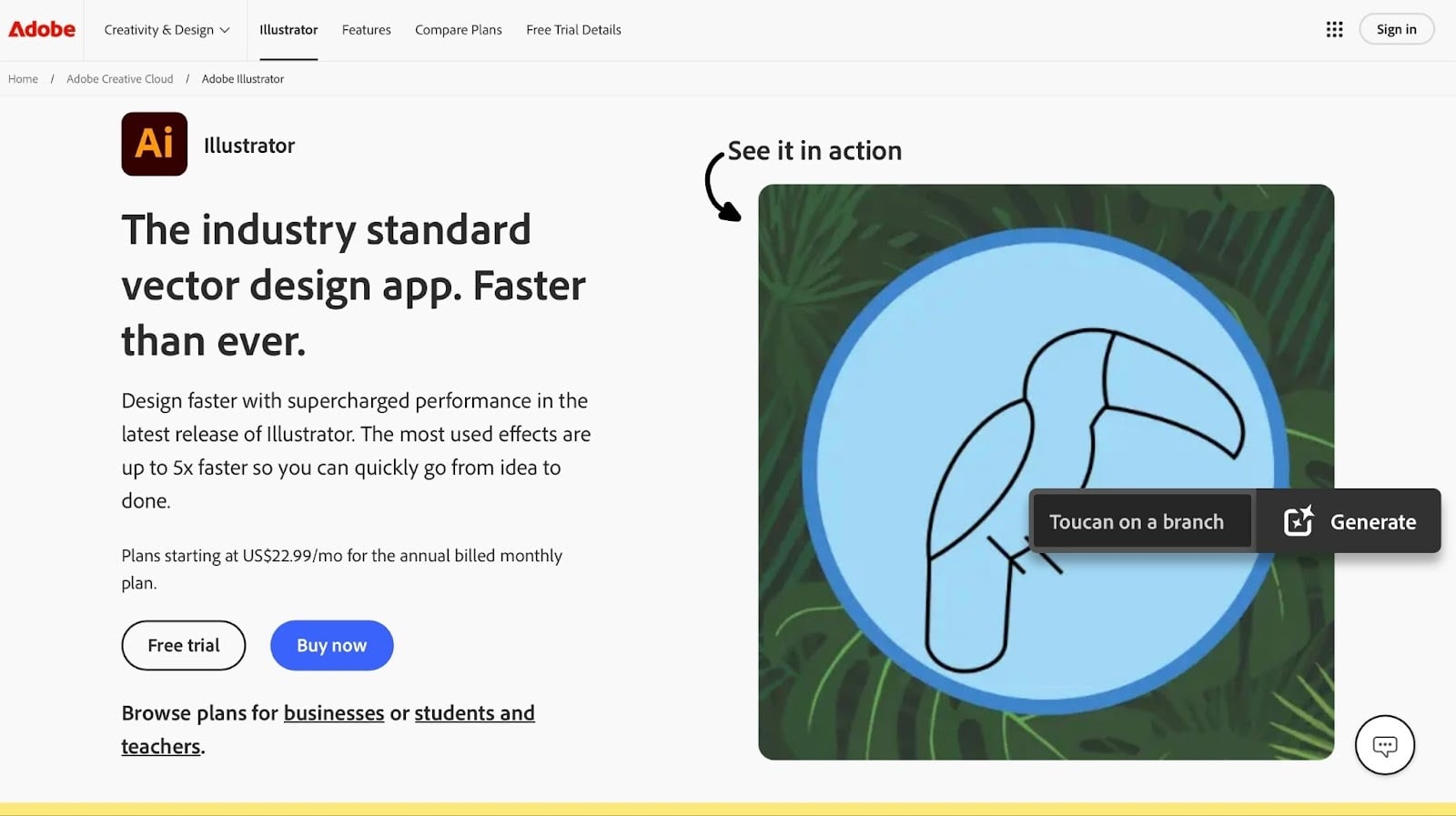Section du site d'un outil de design professionnel avec un exemple d'illustration vectorielle