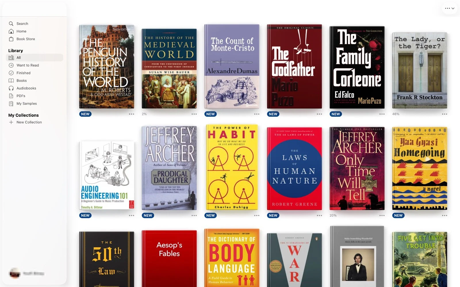 Bibliothèque digitale avec des livres sur les idées de revenus passifs