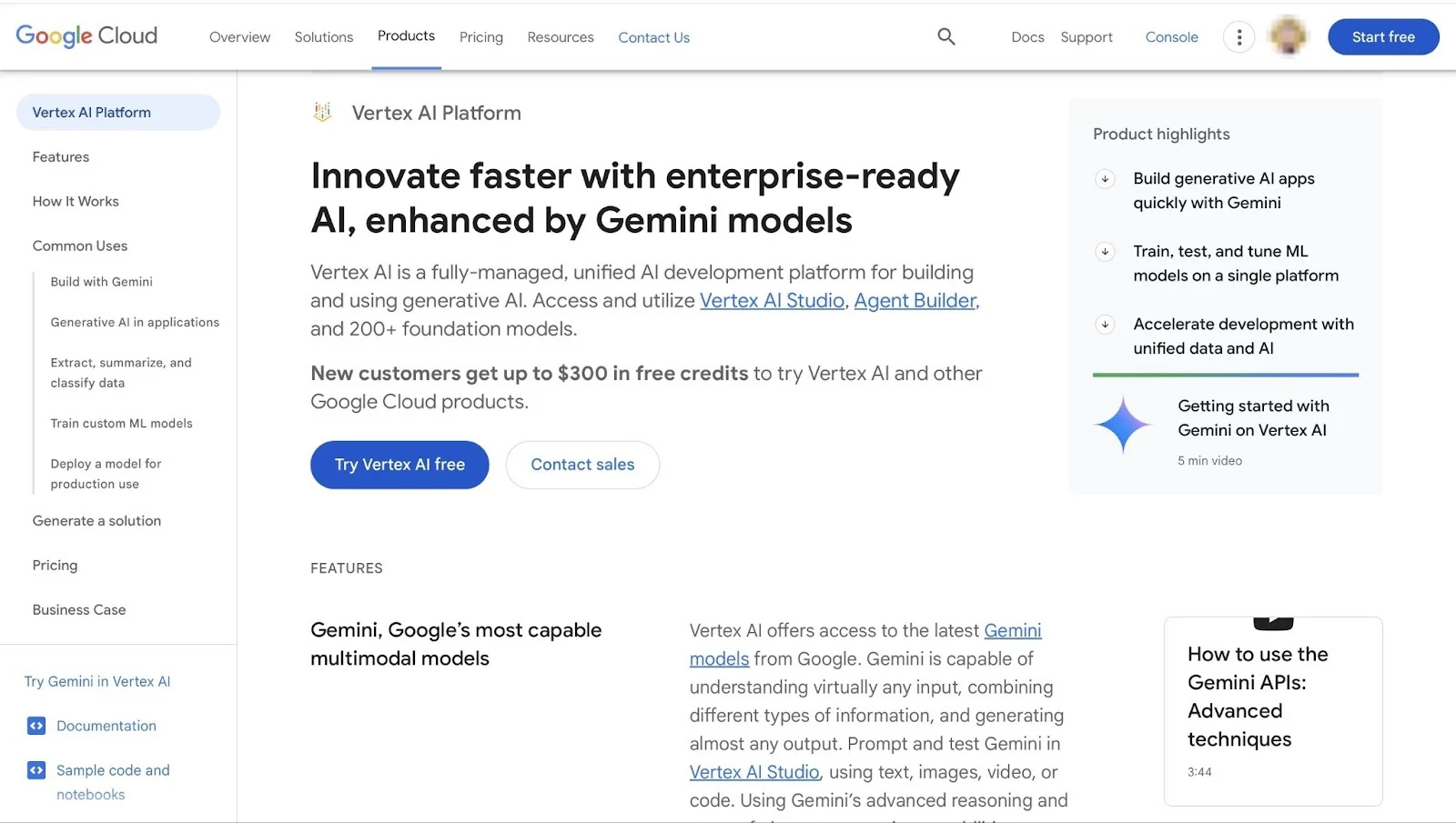 Vue d'ensemble de la plateforme Google Vertex AI avec les modèles Gemini
