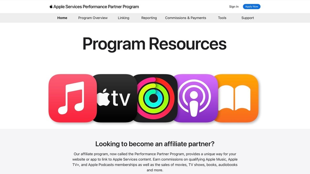 Page de présentation des ressources du programme partenaire d'Apple