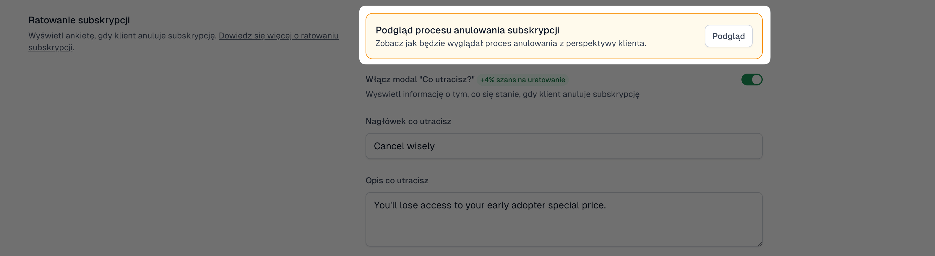 Easytools podgląd ratowania subskrypcji