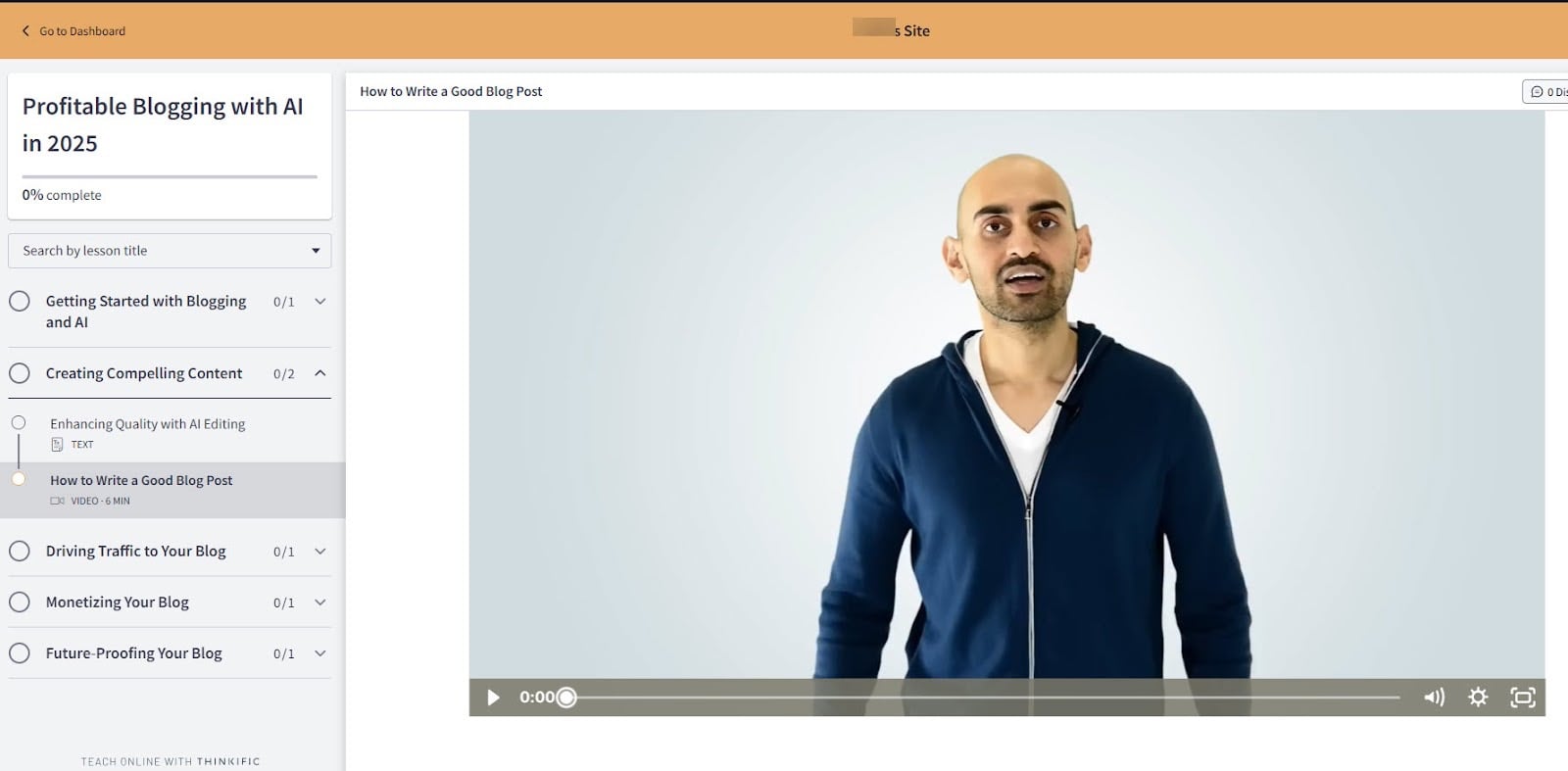 formation en ligne créée dans thinkific
