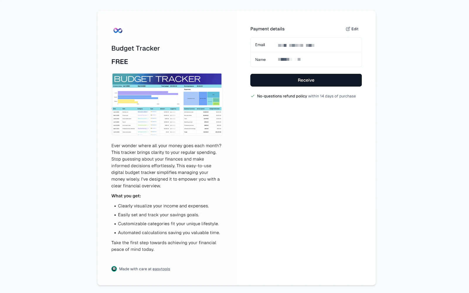 pages de vente de templates publiées créées avec easytools
