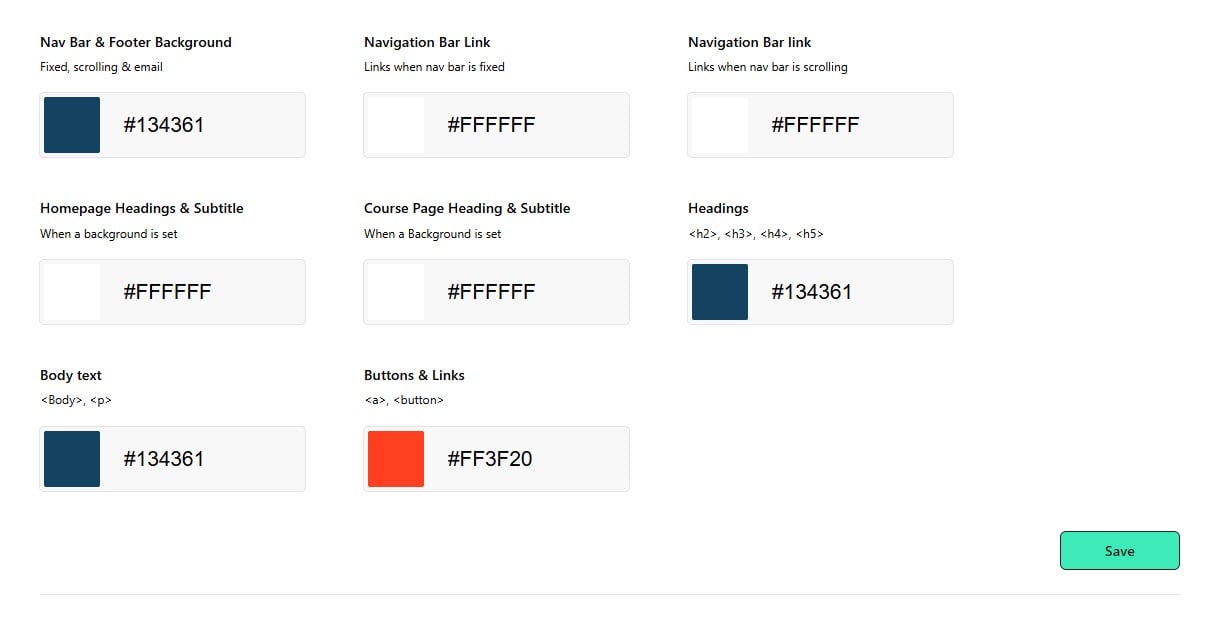 choix de la palette de couleurs du site