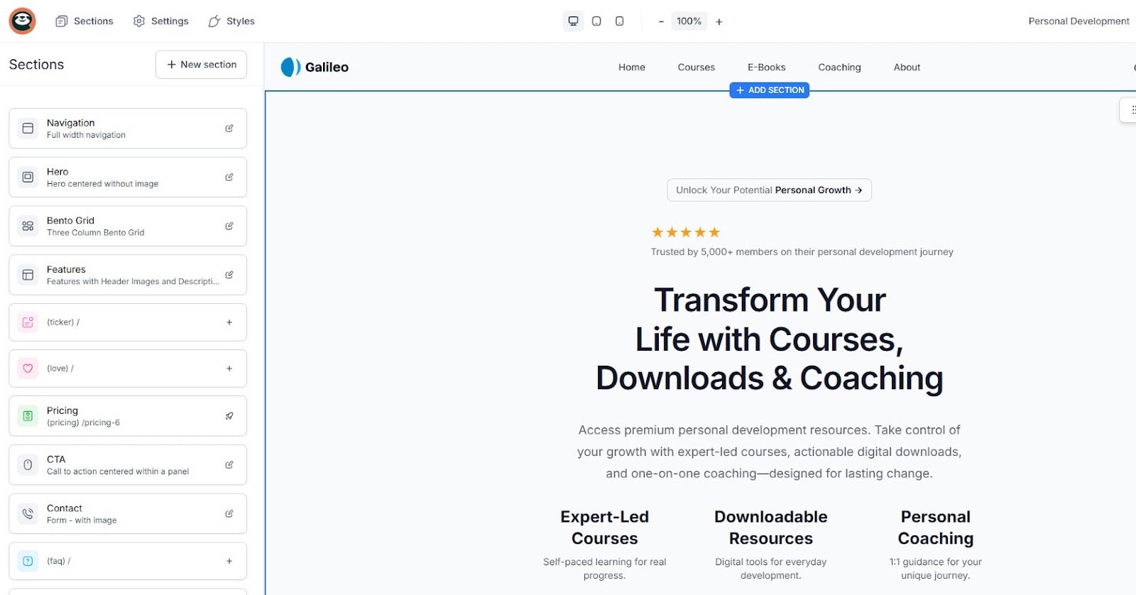 site créé dans easytools