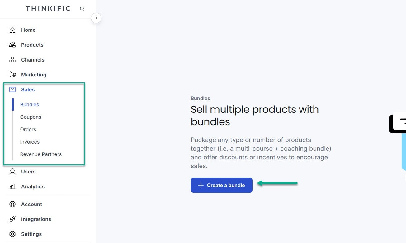 outils de vente dans thinkific