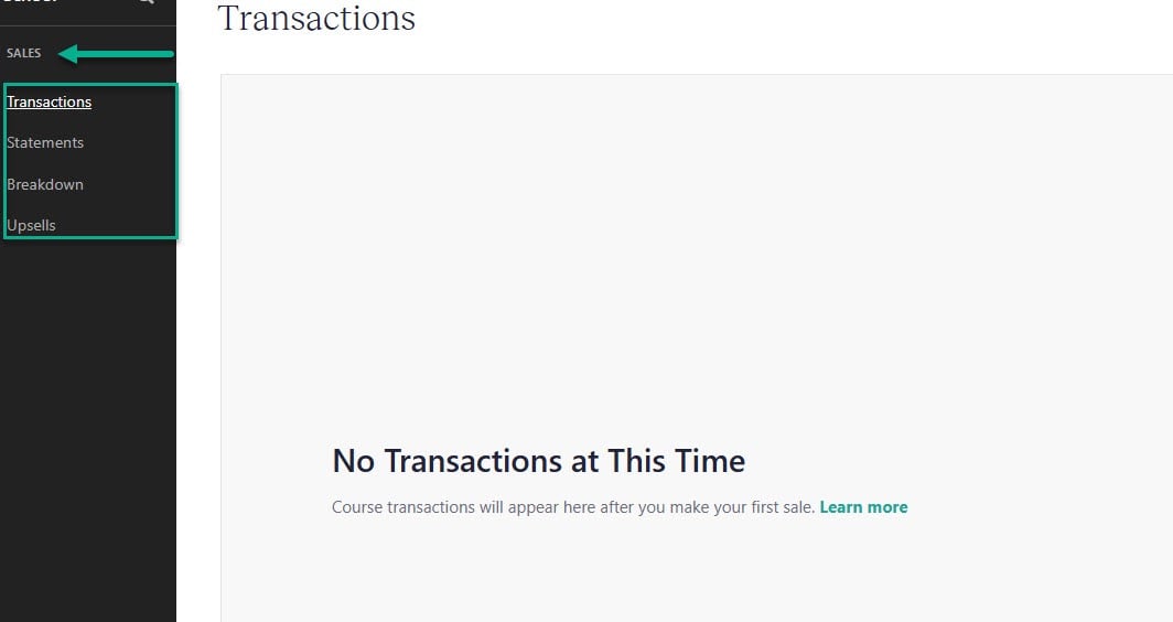 analytique des transactions dans teachable