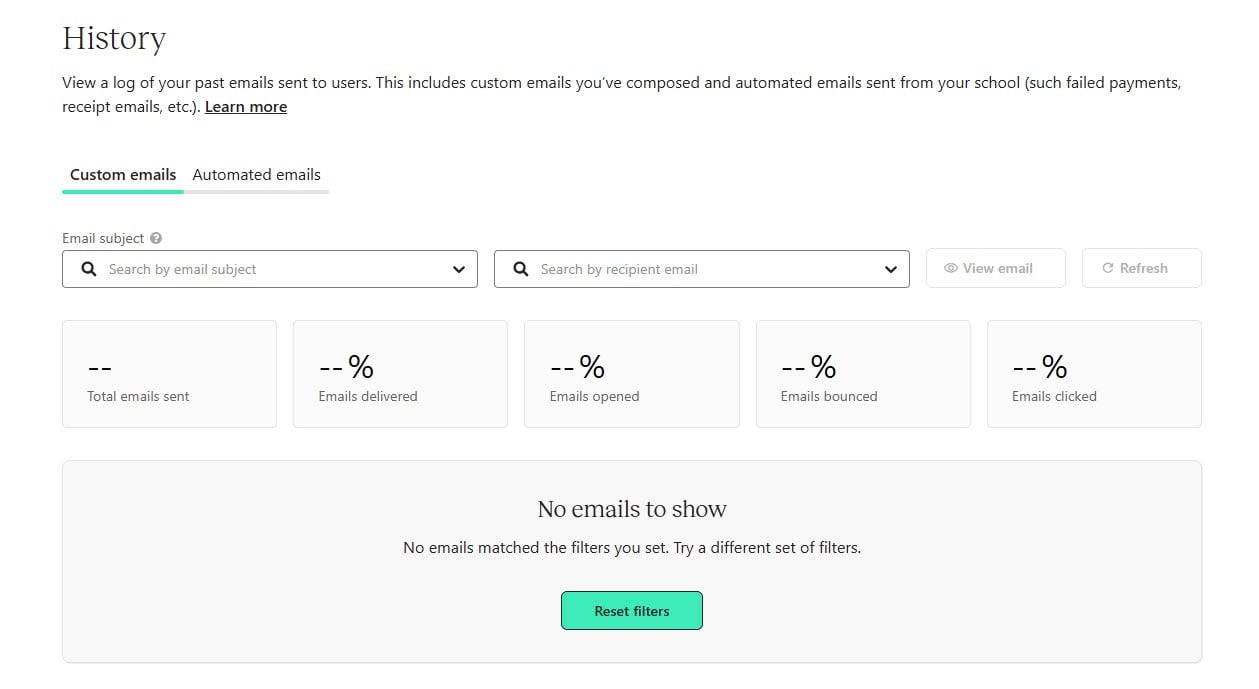 analytique de l'email marketing dans teachable