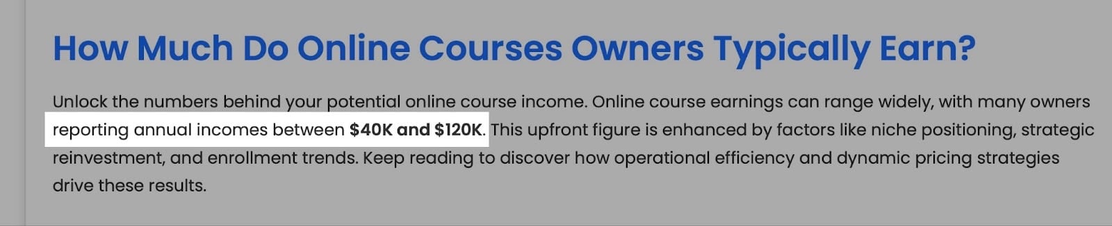 Revenus moyens des créateurs de formations en ligne