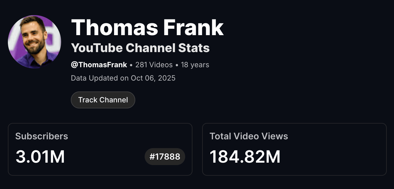 Chaîne YouTube de Thomas Frank