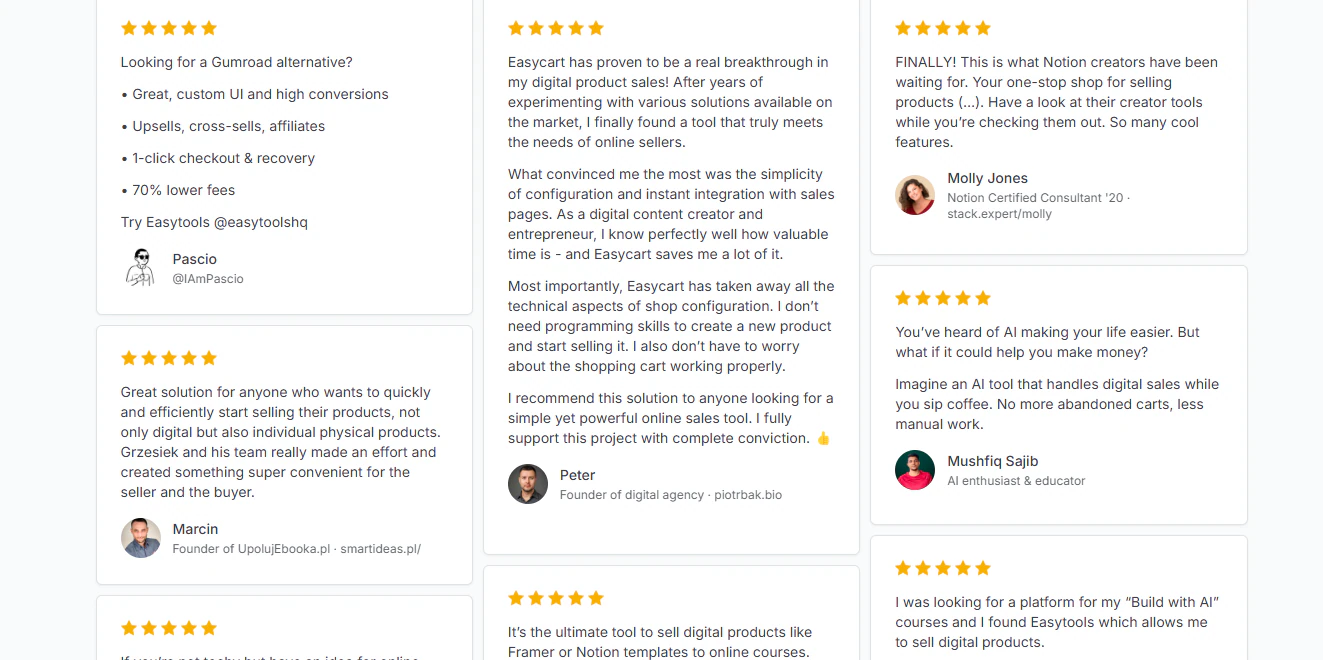 avis de clients sur le support Easytools