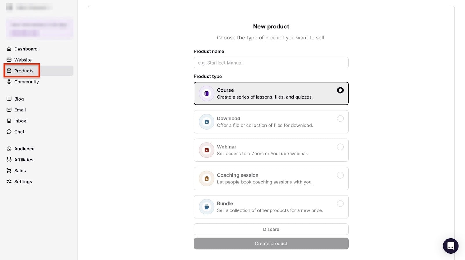 page de nouveau produit avec option formation