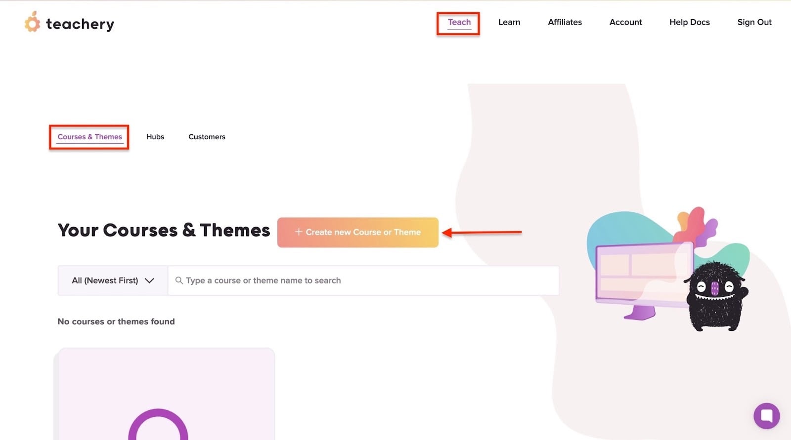 Teachery: courses & themes affichant "Teach" - créateur de site