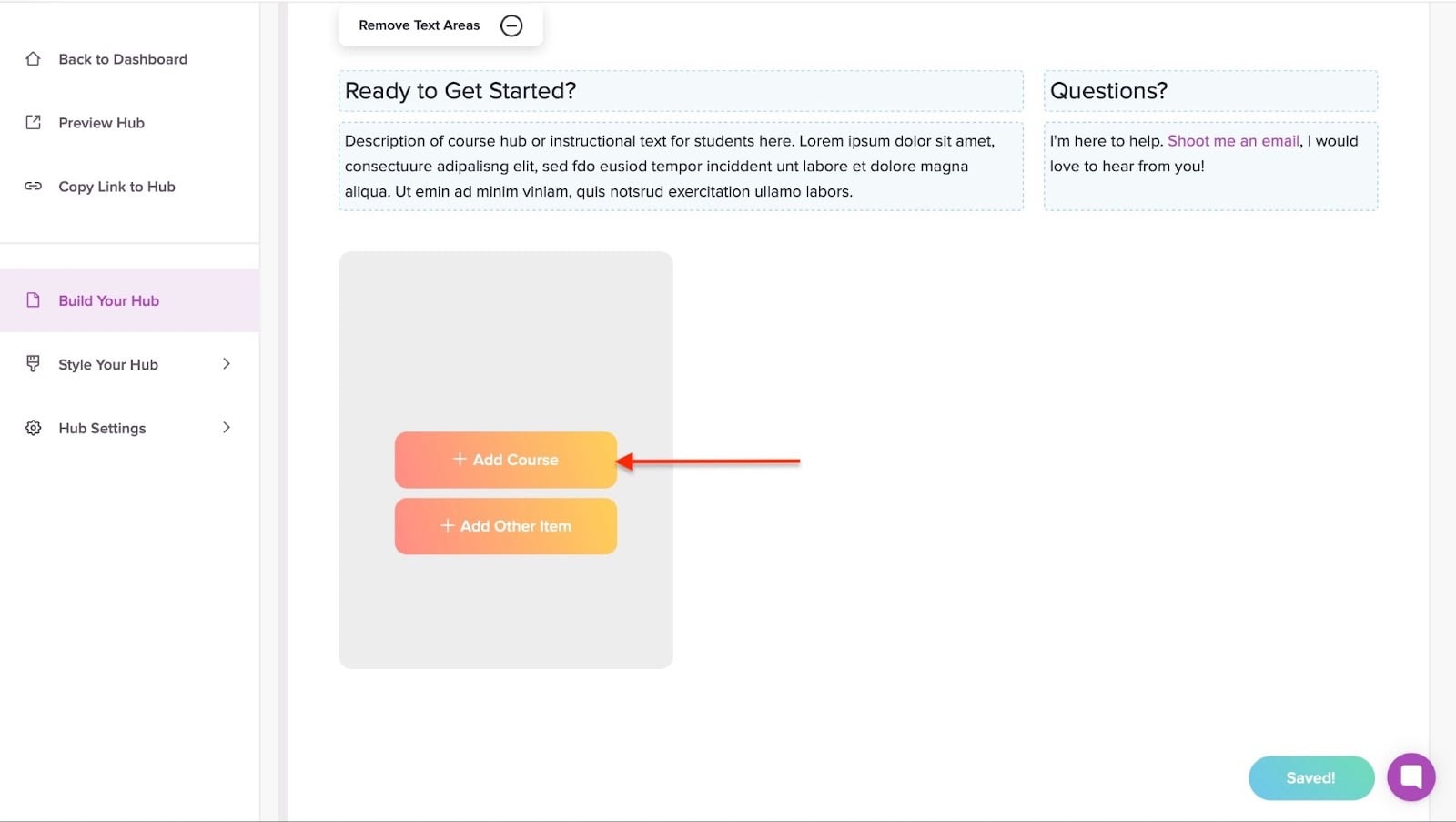 Teachery: hubs affichant "+ Add Course"