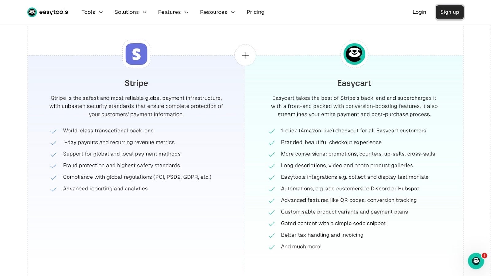 Intégration Stripe dans Easytools - meilleures alternatives à teachable