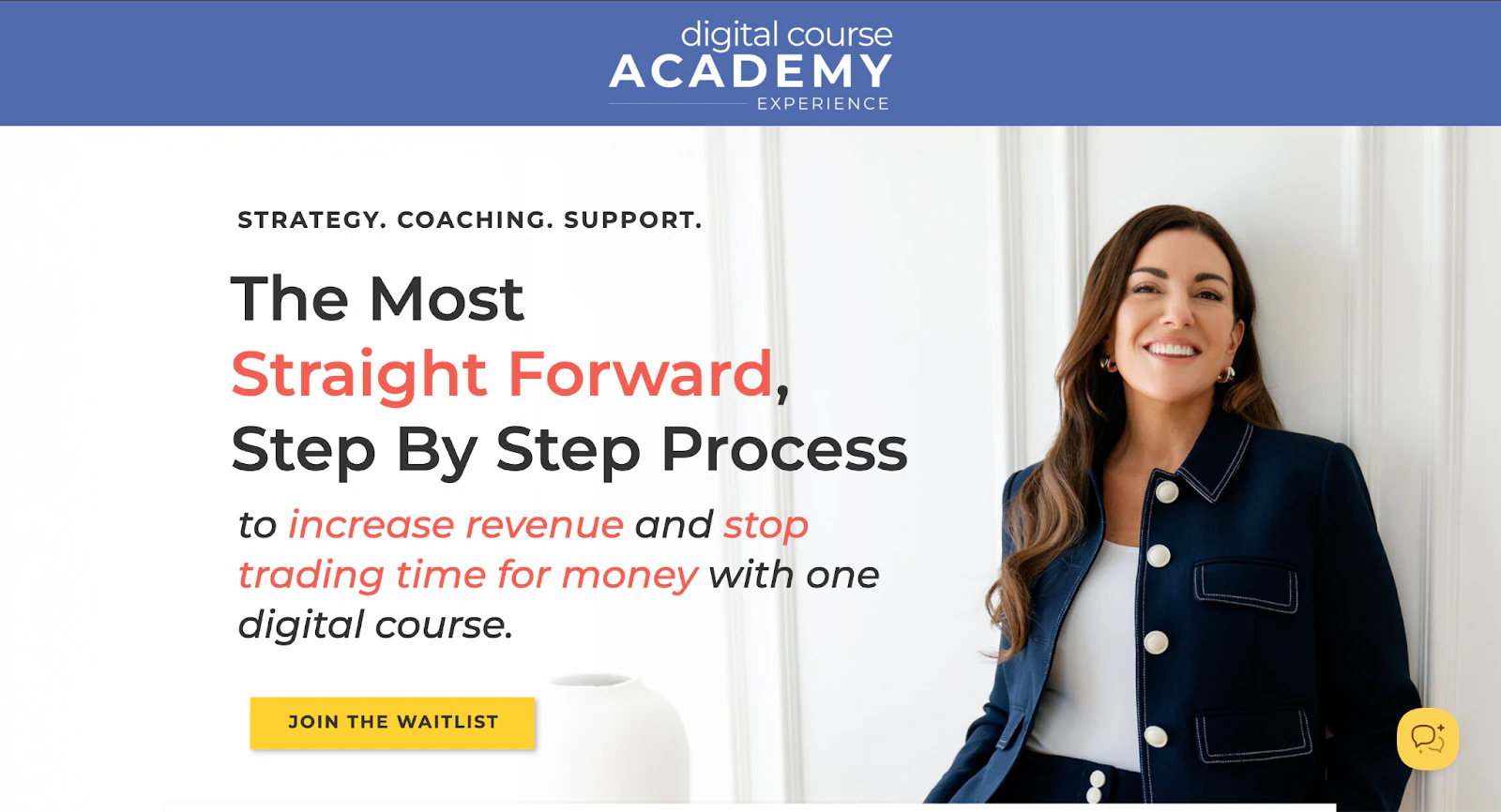 landing page for "create an online course" academy