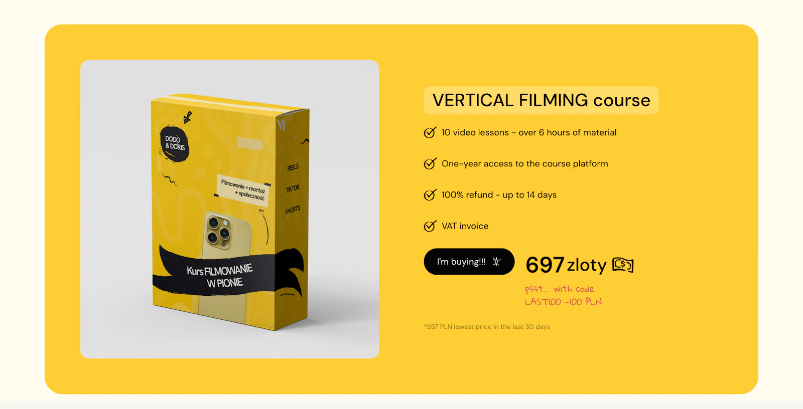 vertical filming online course offer