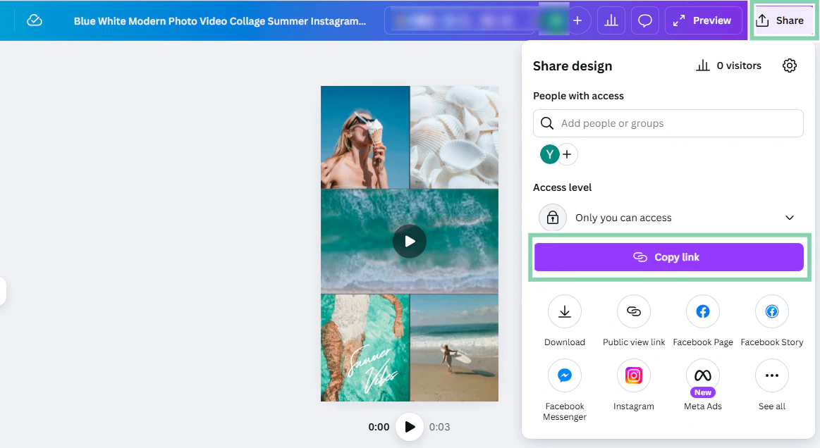 copy share link to sell canva templates
