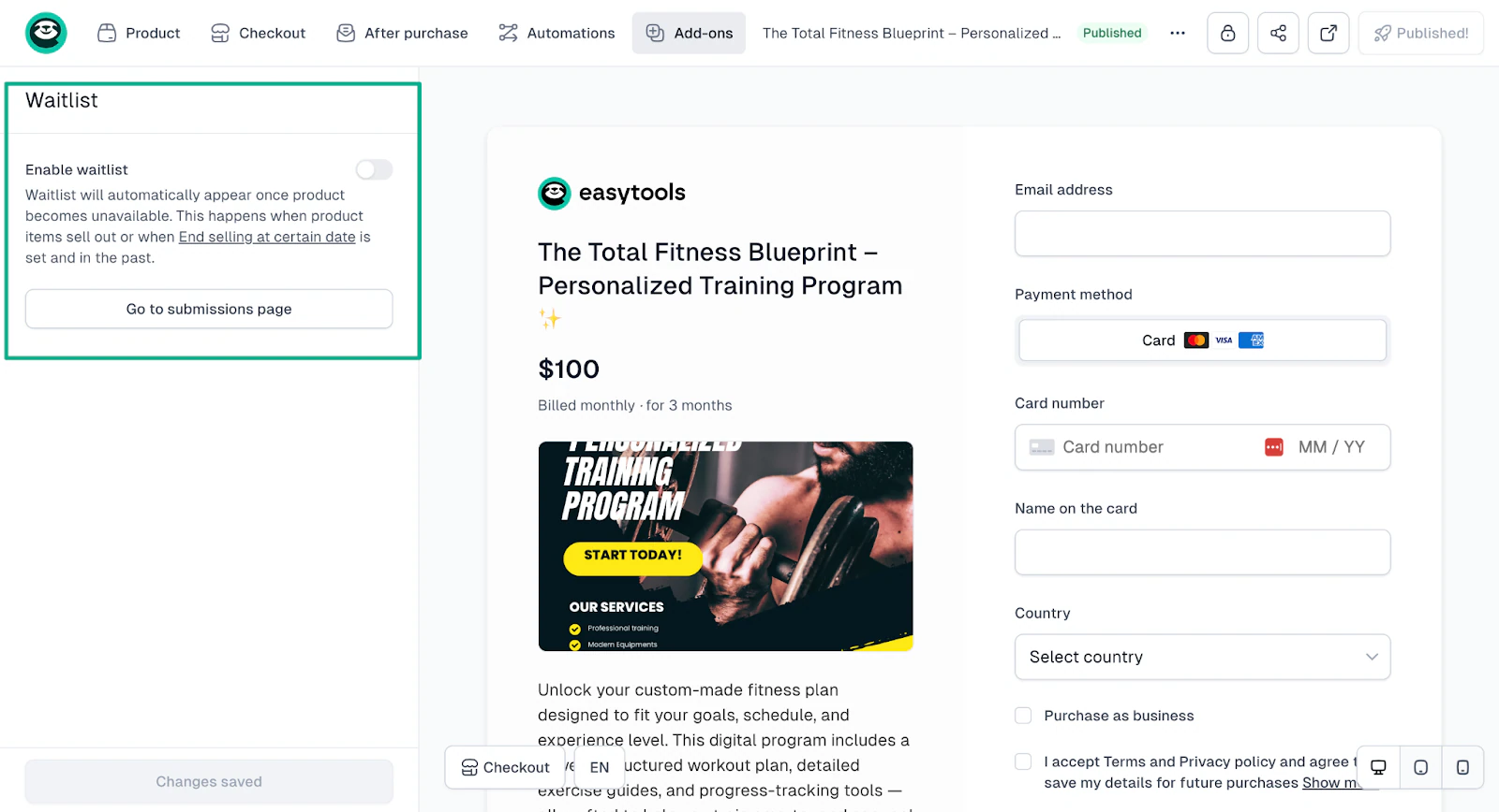 waitlist option in how to create an online course