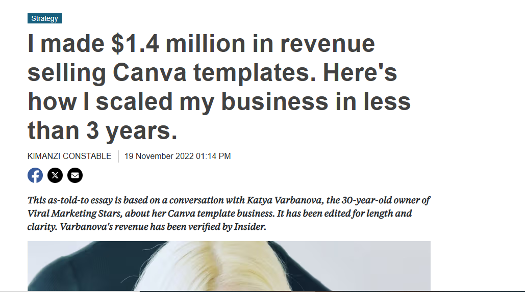 revenue example from selling canva templates