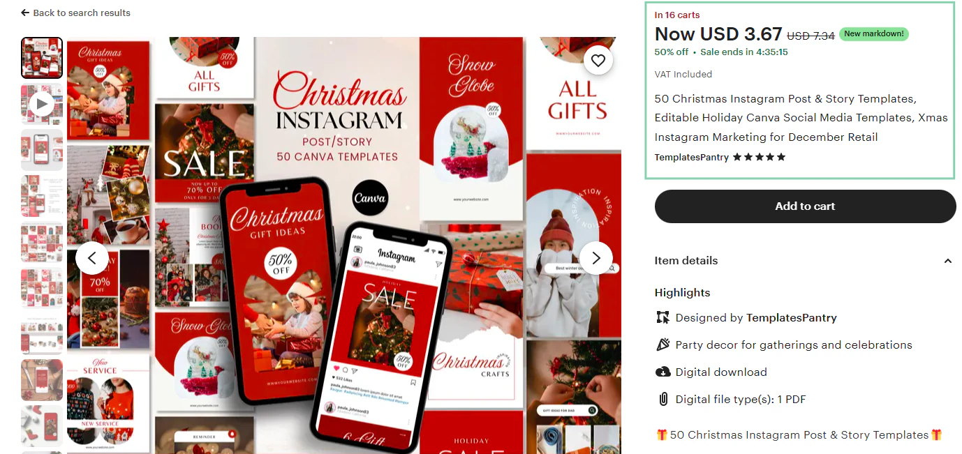 christmas themed canva templates bundles page